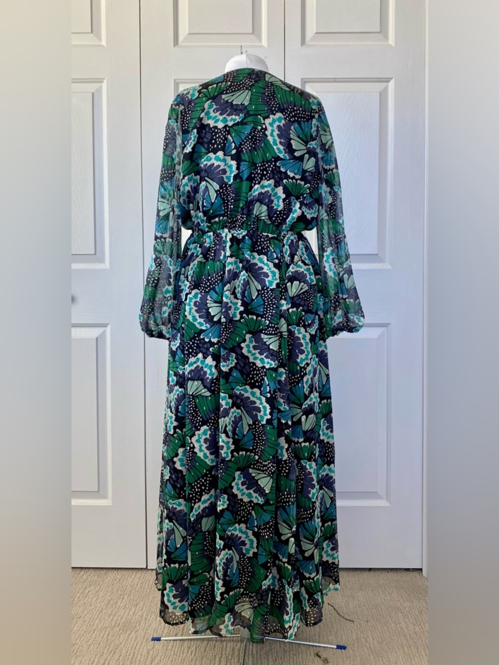 NWT Boden Green and Blue Butterfly / Floral Print Maxi Dress - Picture 3 of 9